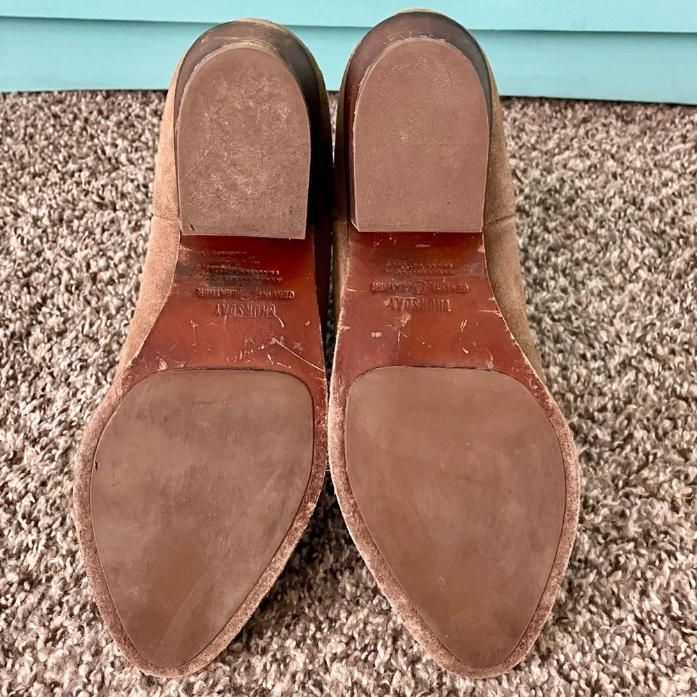 Thursday Boot Company Duchess Caramel Brown Suede Ankle Boots Booties Size 9